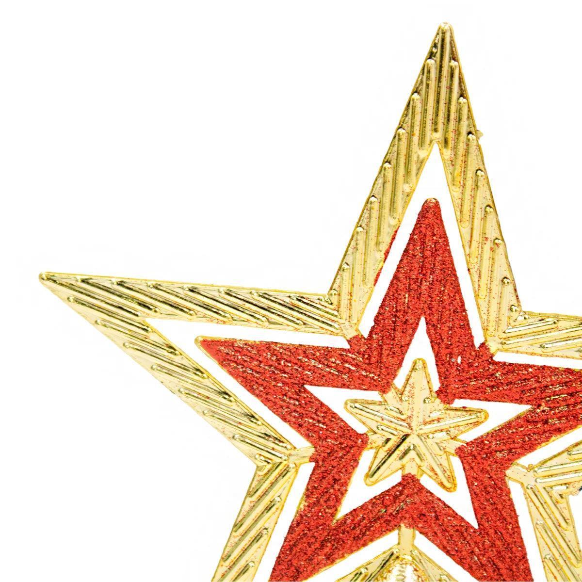 Ponteira Estrela Decoração Enfeite Glitter Arvore De Natal 18cm