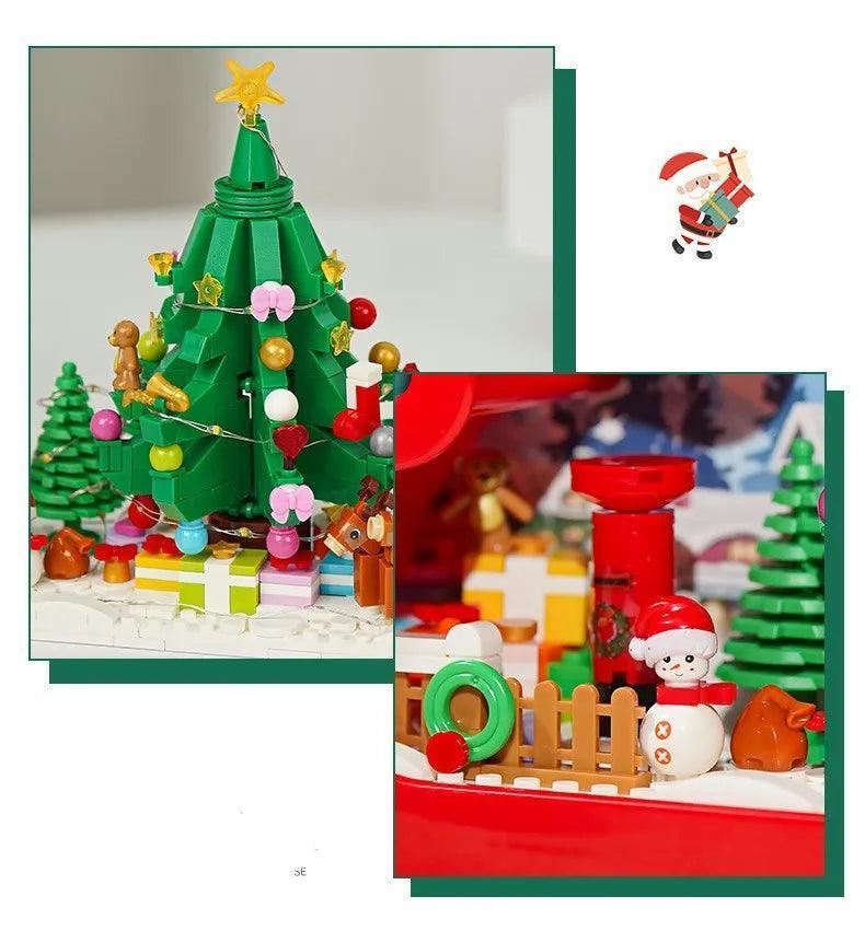 Bloco de Construção com Lâmpada e espelho decorativo para o Natal + Brinde Exclusivo