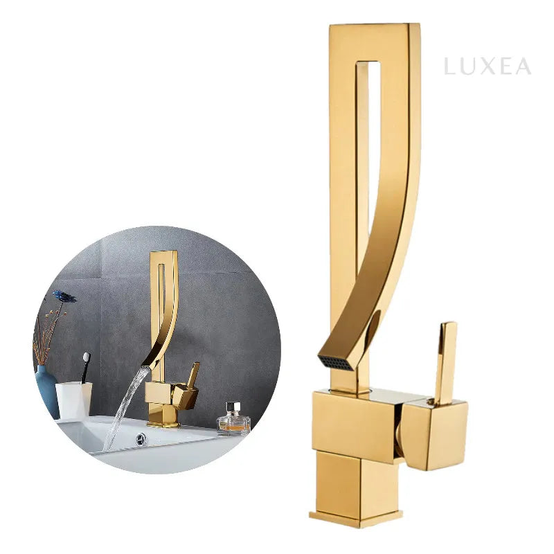 Torneira para Banheiro Luxea Inox 304 Cascata Quadrada Monocomando Quente e Fria