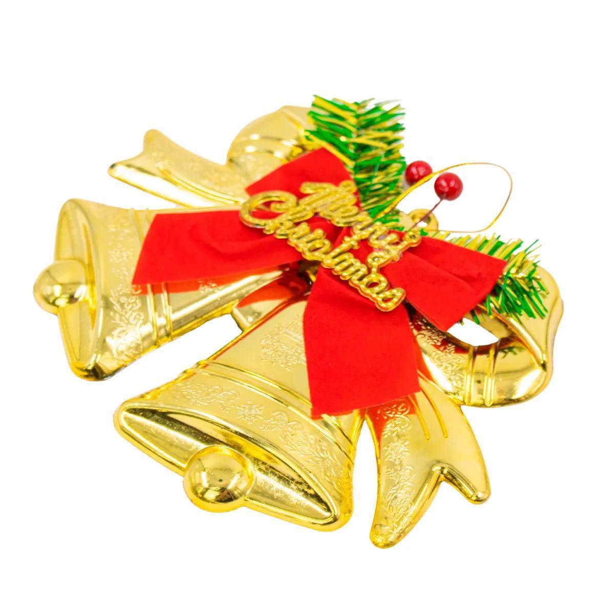 Enfeite Decoração Arvore De Natal Sinos Com Laço Pendurar Natalino