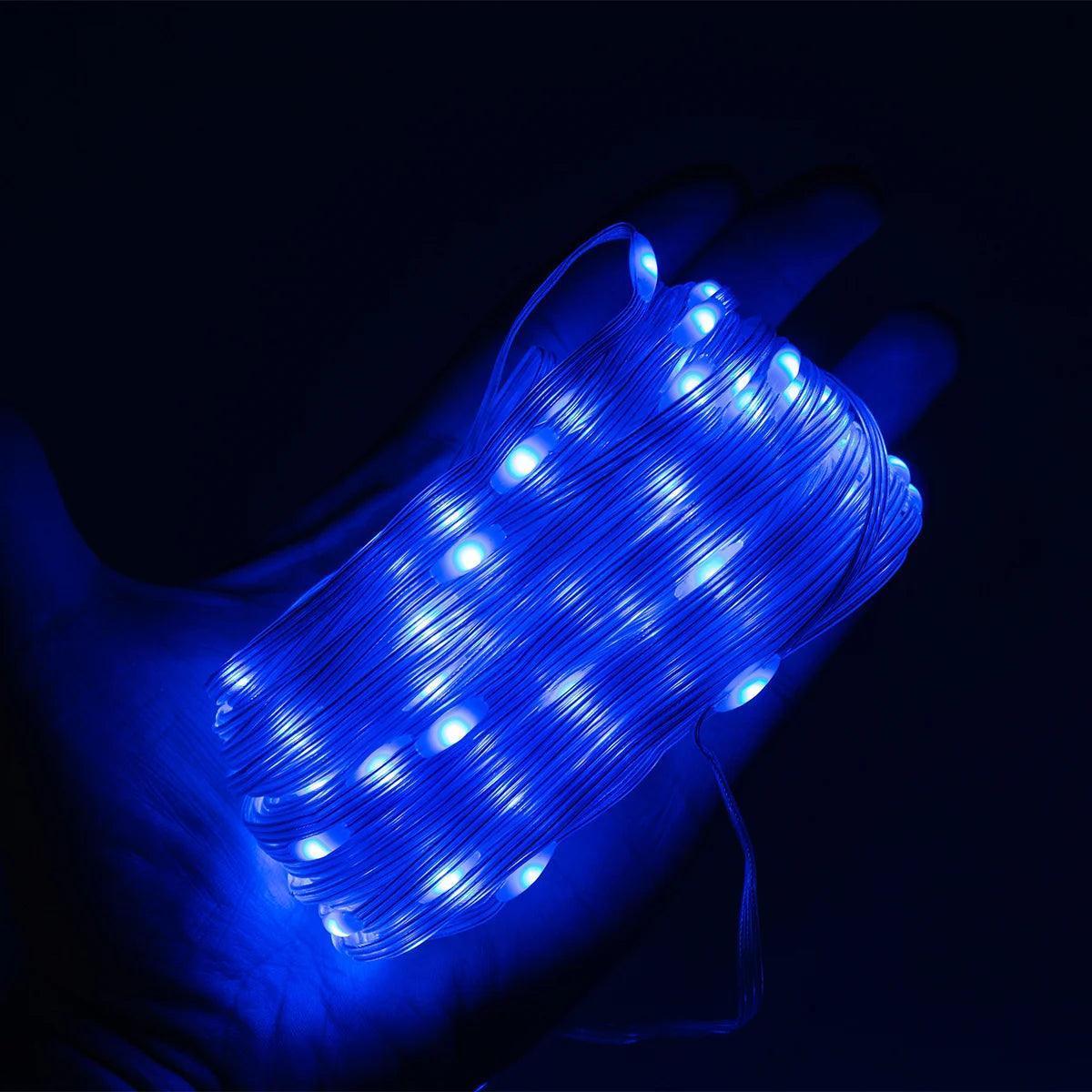 Led Pisca Linha Com Lâmpadas Tomada A Prova D'Água 8 Modos Natal e Ano Novo