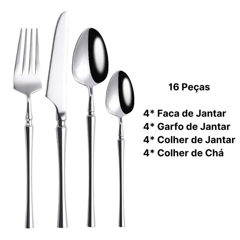 Jogo de Talheres de Prata Espelhado Ocidental