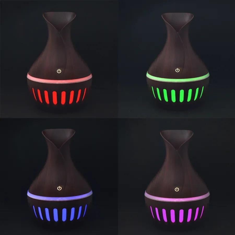 Umidificador Aromatizador Ultrassônico Vaso Rajado Led 200ML