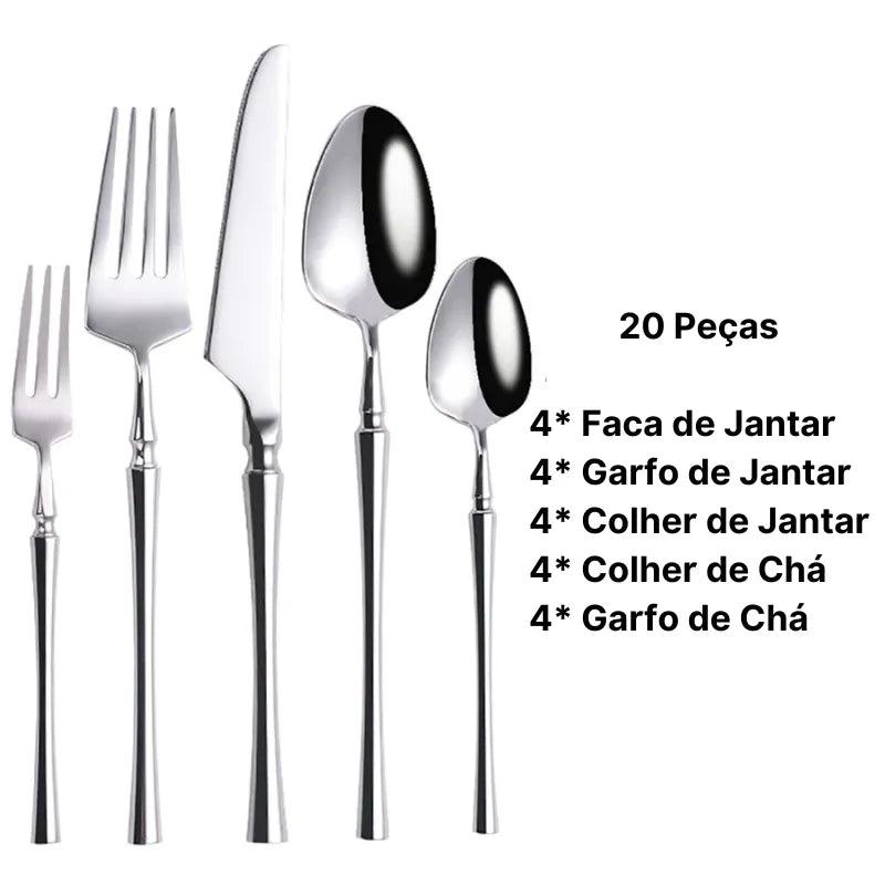 Jogo de Talheres de Prata Espelhado Ocidental