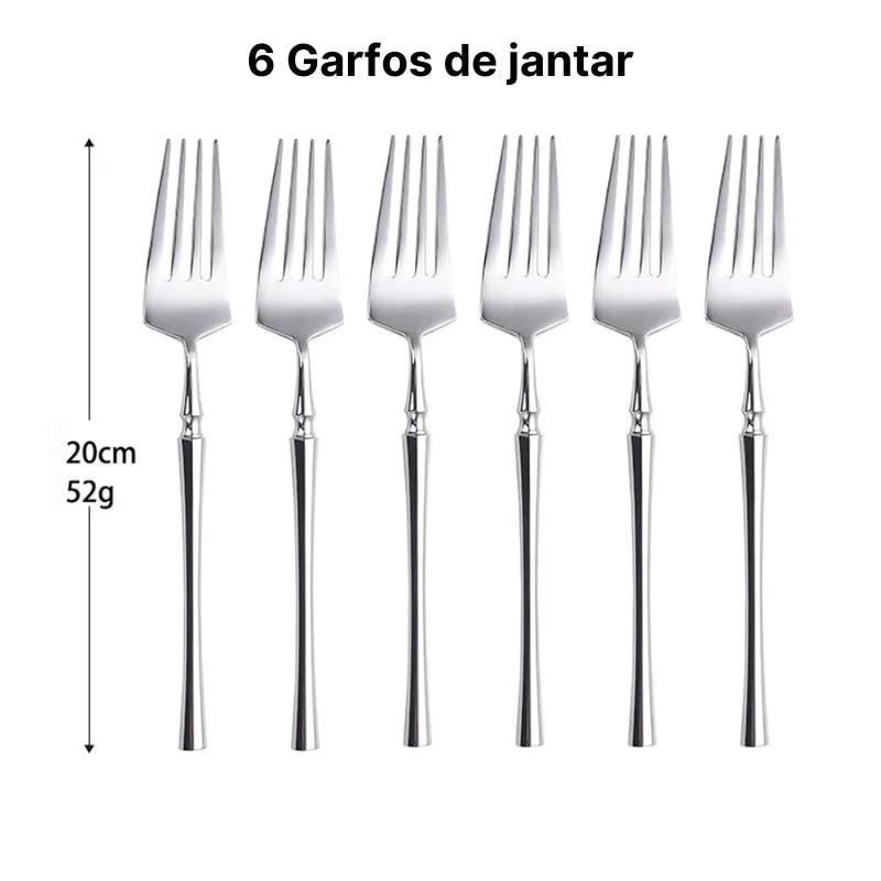 Jogo de Talheres de Prata Espelhado Ocidental