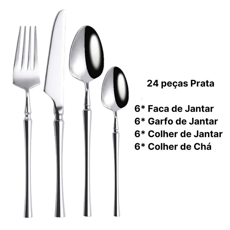 Jogo de Talheres de Prata Espelhado Ocidental