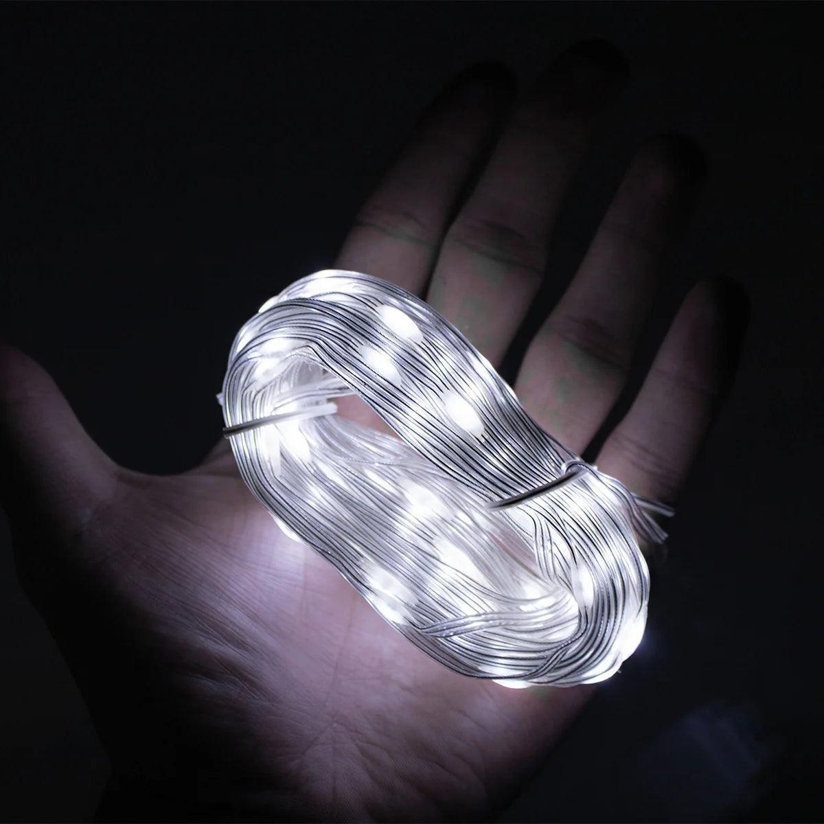 Led Pisca Linha Com Lâmpadas Tomada A Prova D'Água 8 Modos Natal e Ano Novo