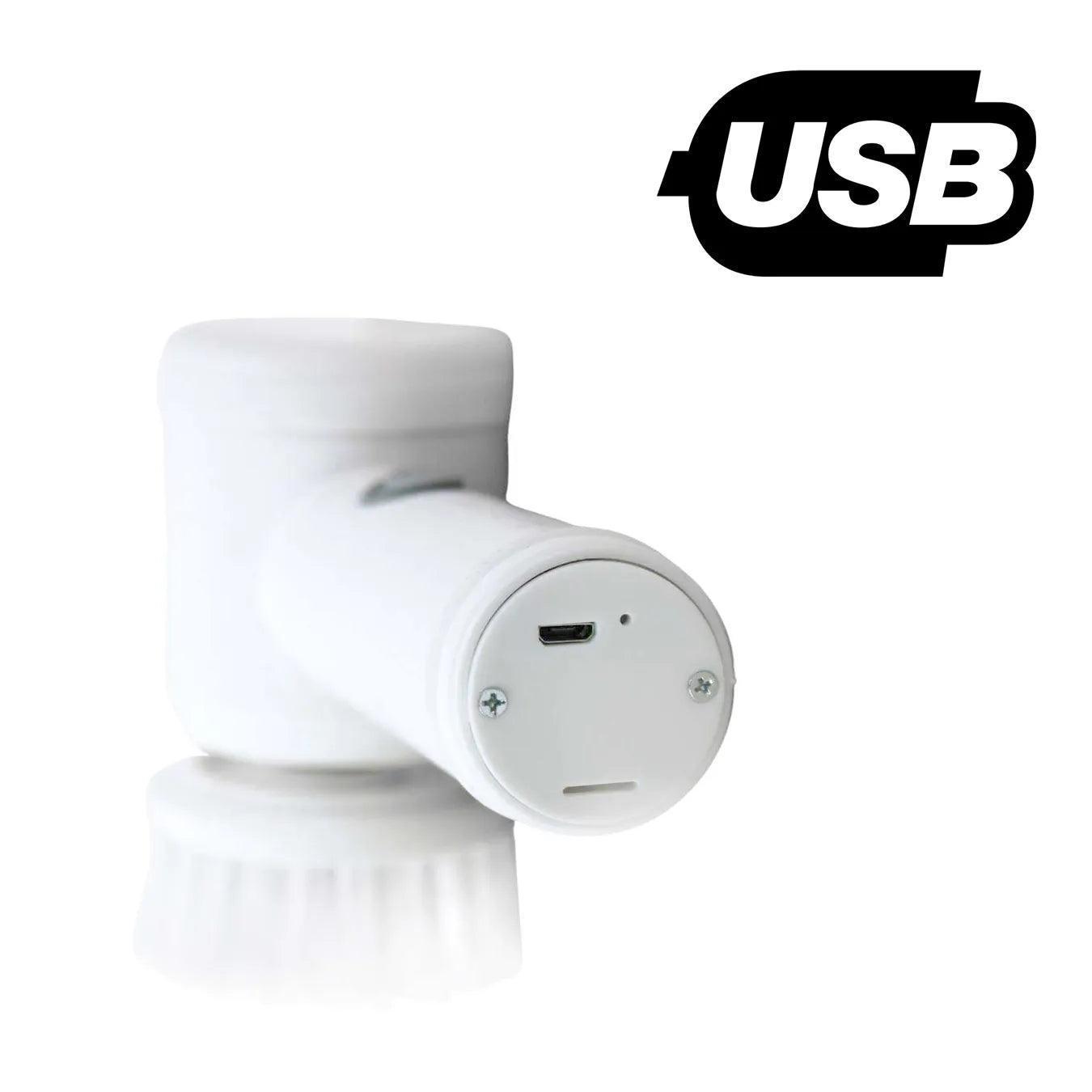 Escova De Limpeza Elétrica Com 3 Cabeças USB Recarregável Giratório Mini