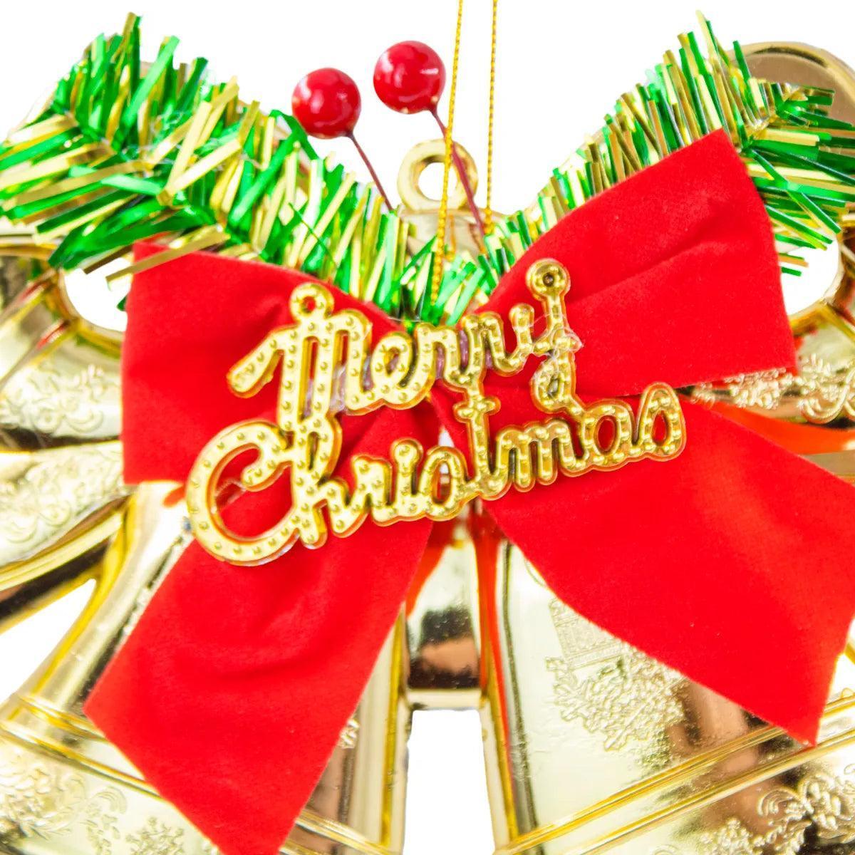 Enfeite Decoração Arvore De Natal Sinos Com Laço Pendurar Natalino