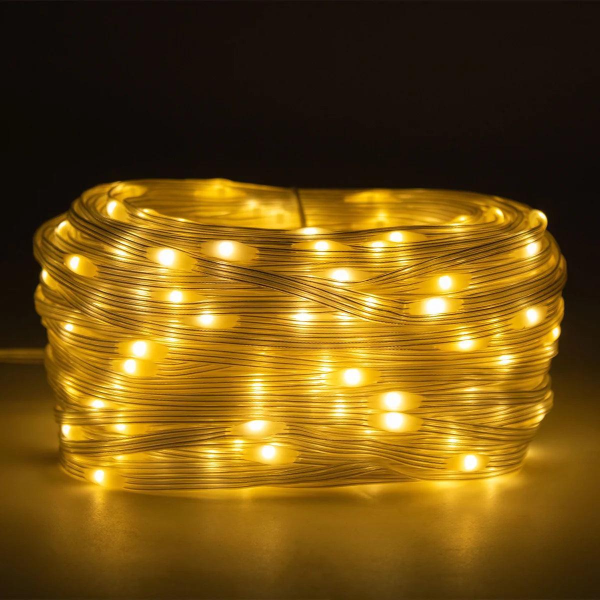 Led Pisca Linha Com Lâmpadas Tomada A Prova D'Água 8 Modos Natal e Ano Novo