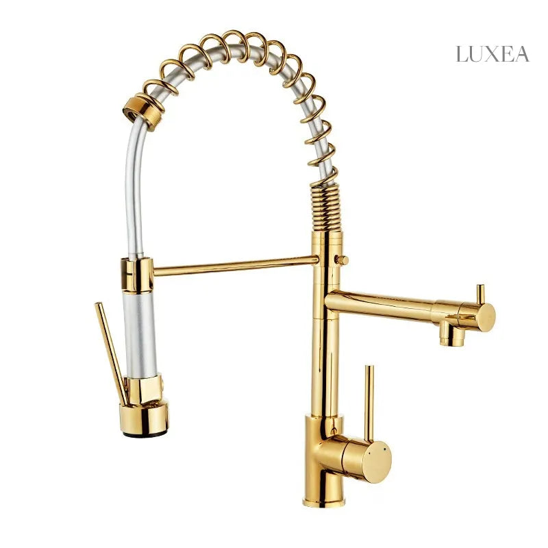 Torneira de Pia Cozinha Gourmet Luxea Inox Água Quente e Fria, Ducha Extensível e Giro 360°