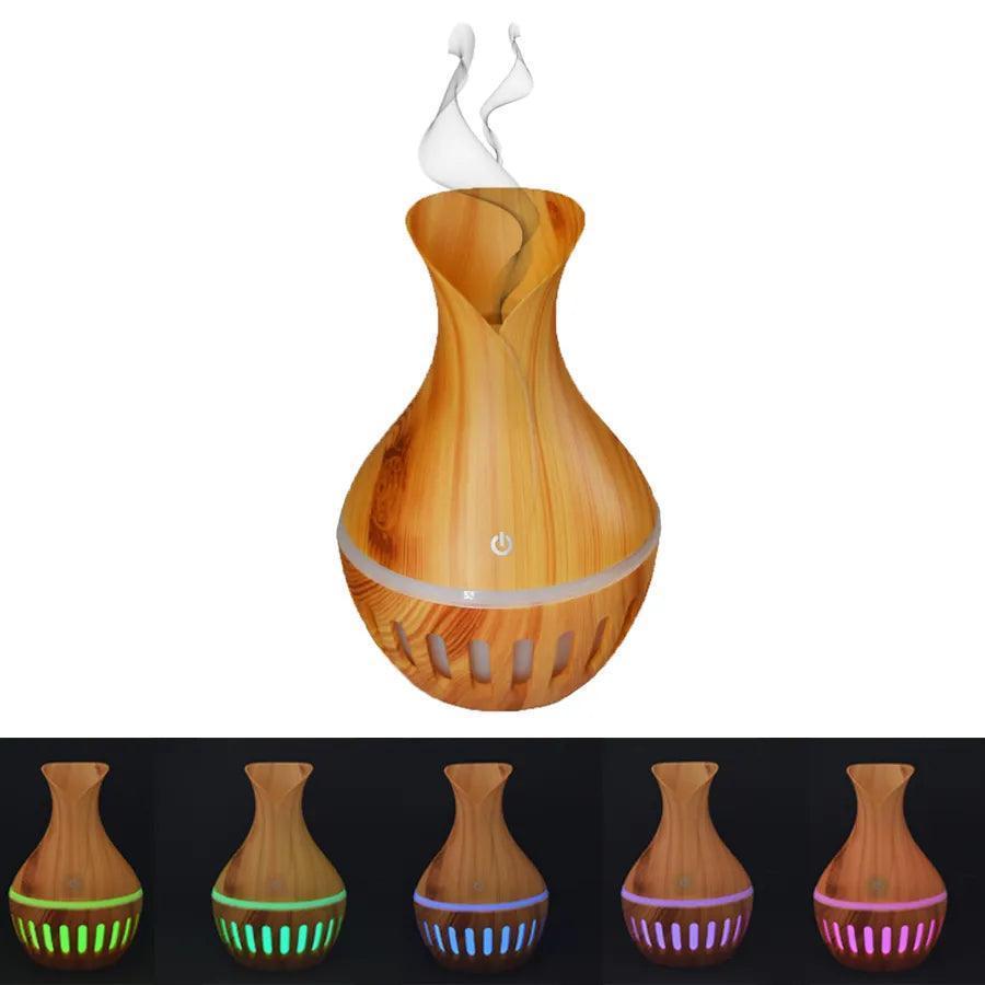Umidificador Aromatizador Ultrassônico Vaso Rajado Led 200ML