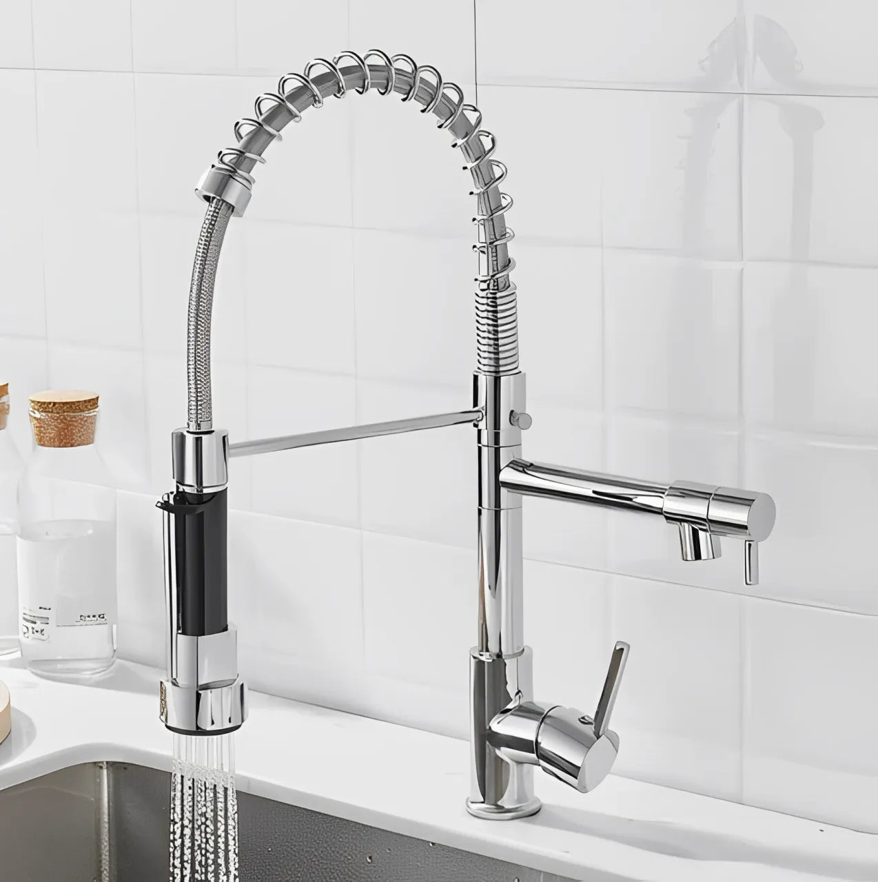 Torneira de Pia Cozinha Gourmet Luxea Inox Água Quente e Fria, Ducha Extensível e Giro 360°