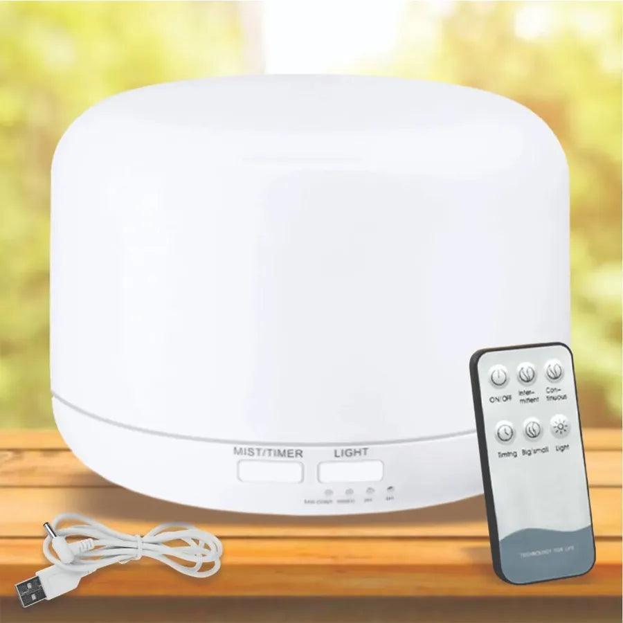 Difusor Eletrico Aroma Ultrassonico Com Led 500 ml Branco
