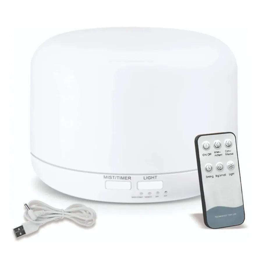 Difusor Eletrico Aroma Ultrassonico Com Led 500 ml Branco