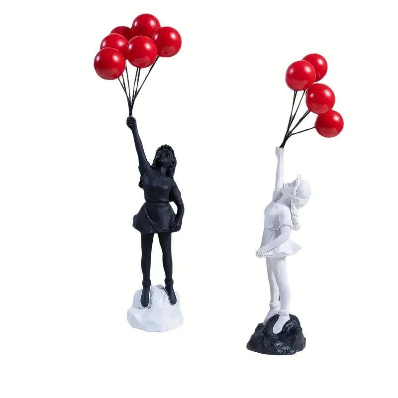 Estatueta Menina Voando com Balão