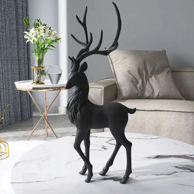 Escultura Decorativa de Cervos Elegante com Galhos Dourados
