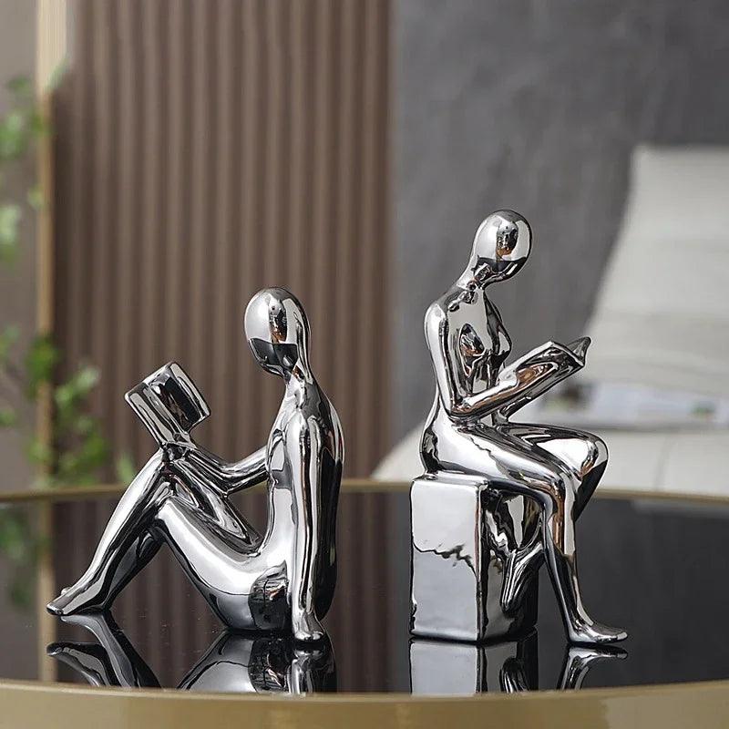Escultura Moderno Menina com Livro