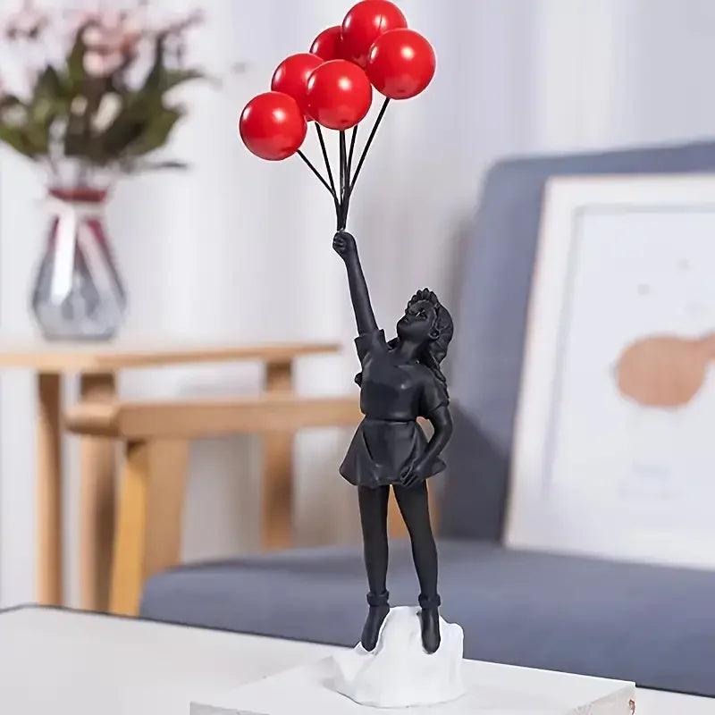 Estatueta Menina Voando com Balão