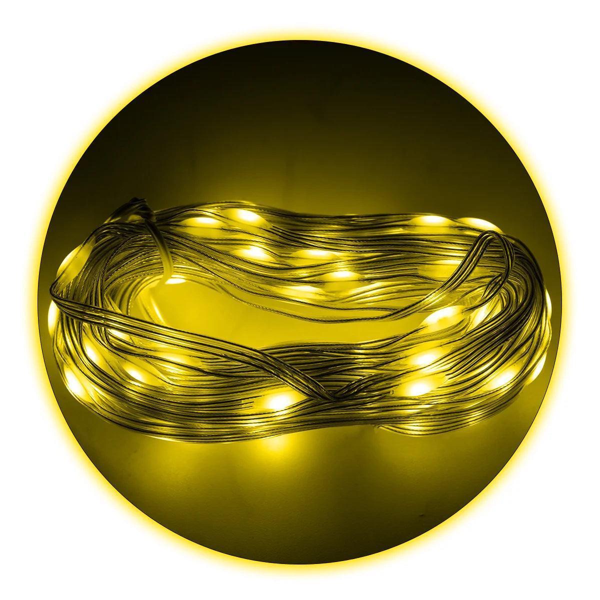 Led Pisca Linha Com Lâmpadas Tomada A Prova D'Água 8 Modos Natal e Ano Novo