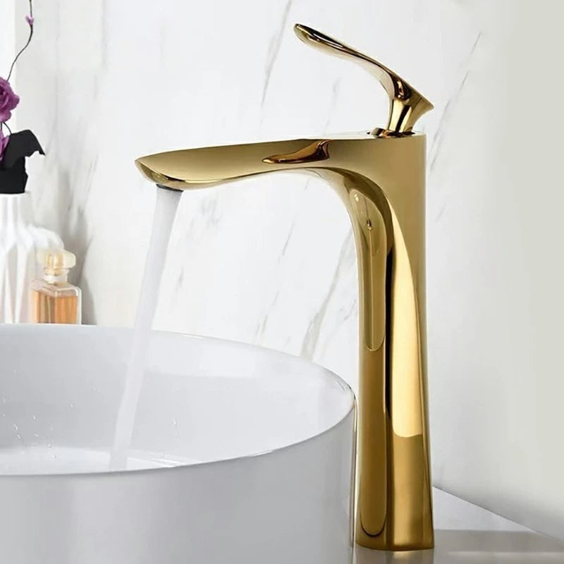 Torneira Luxea para Banheiro Monocomando Bica Baixa em Metal com Cascata de Luxo