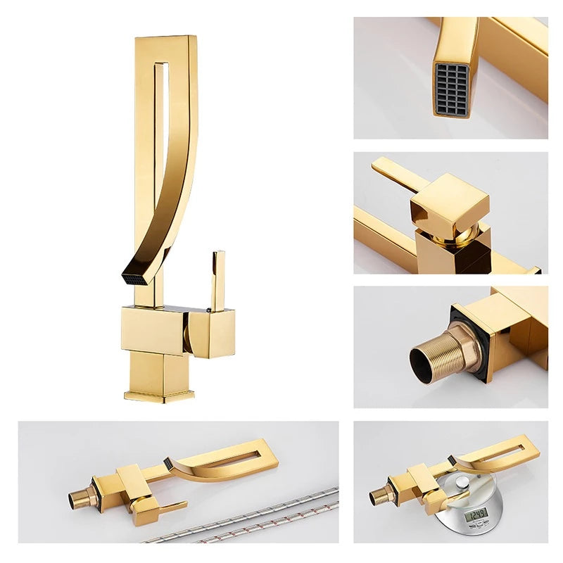 Torneira para Banheiro Luxea Inox 304 Cascata Quadrada Monocomando Quente e Fria