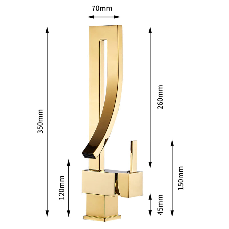 Torneira para Banheiro Luxea Inox 304 Cascata Quadrada Monocomando Quente e Fria