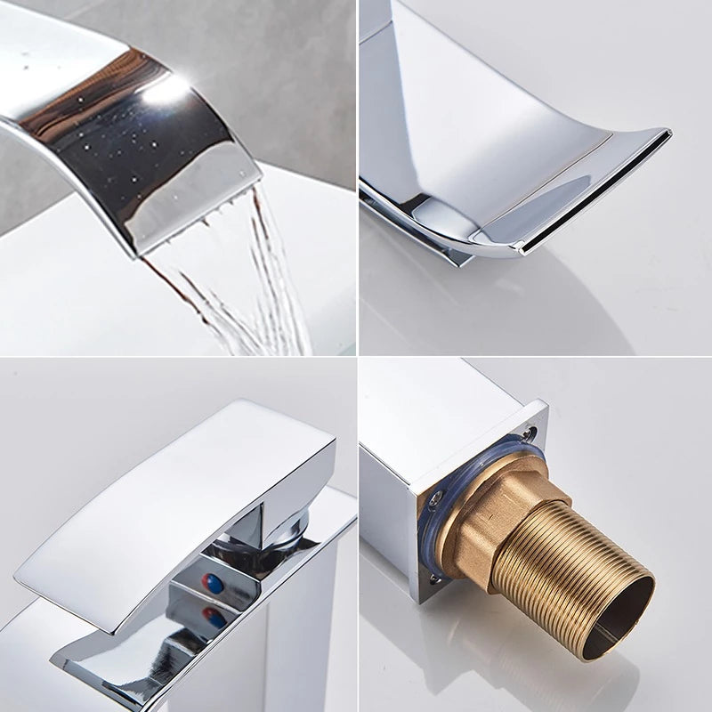 Torneira Luxea Banheiro Inox Cromada Cascata Monocomando Bica Baixa 18cm Quente e Fria