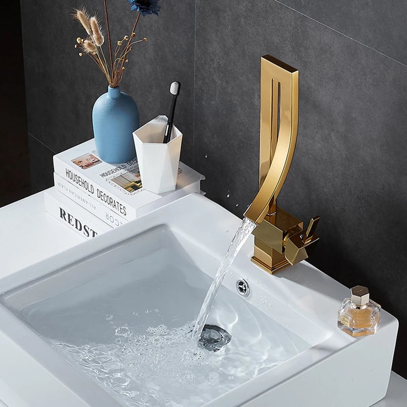 Torneira para Banheiro Luxea Inox 304 Cascata Quadrada Monocomando Quente e Fria