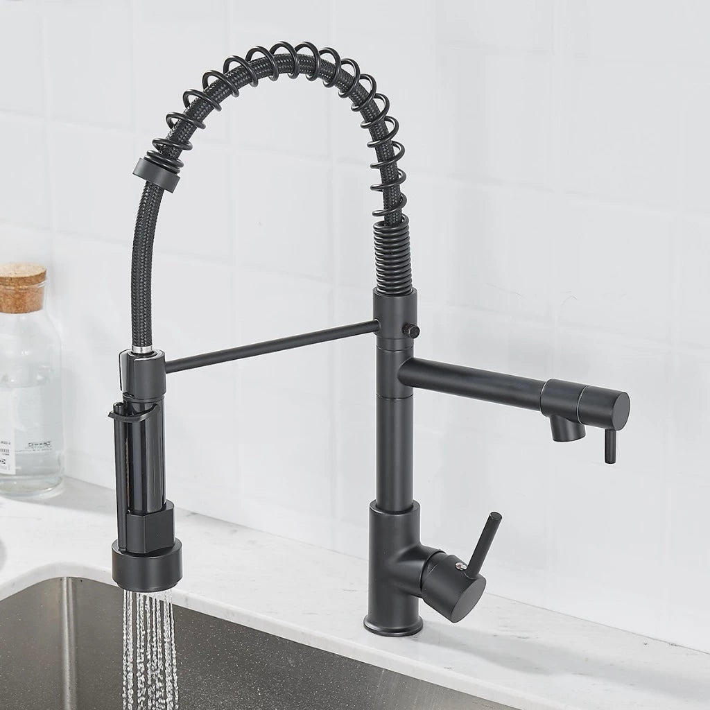 Torneira de Pia Cozinha Gourmet Luxea Inox Água Quente e Fria, Ducha Extensível e Giro 360°