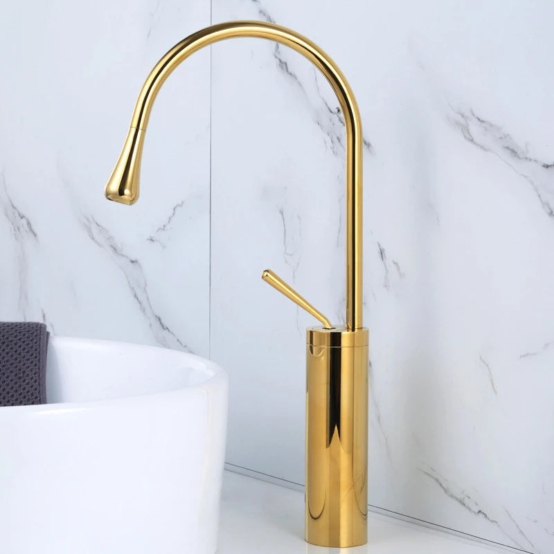 Torneira Banheiro Luxea Monocomando Alta 45cm Inox Premium