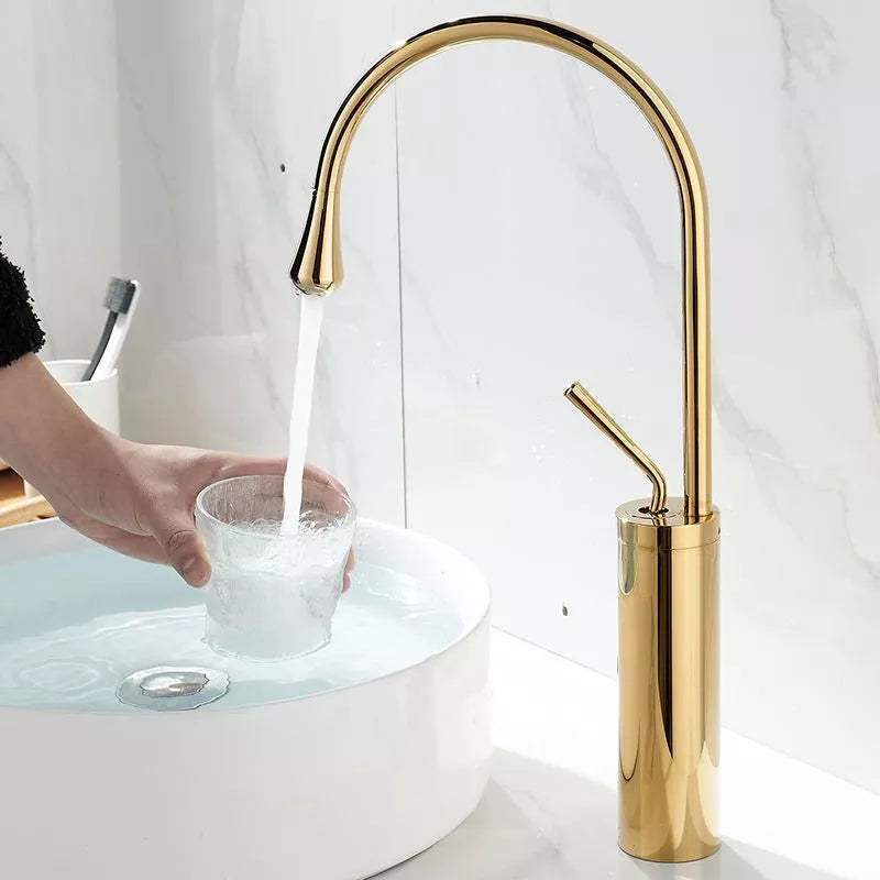 Torneira Banheiro Luxea Monocomando Alta 45cm Inox Premium