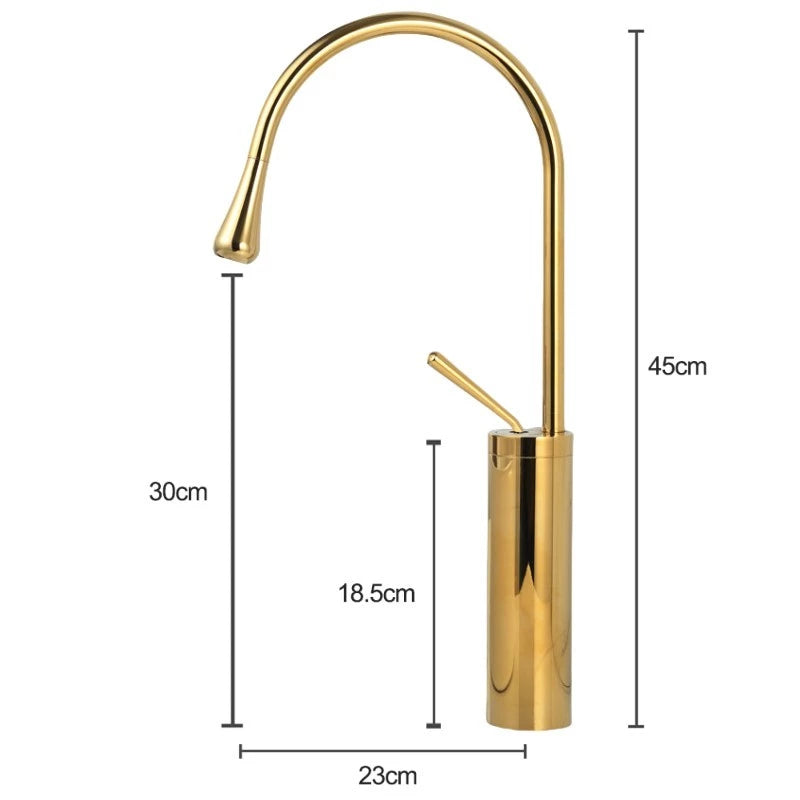 Torneira Banheiro Luxea Monocomando Alta 45cm Inox Premium