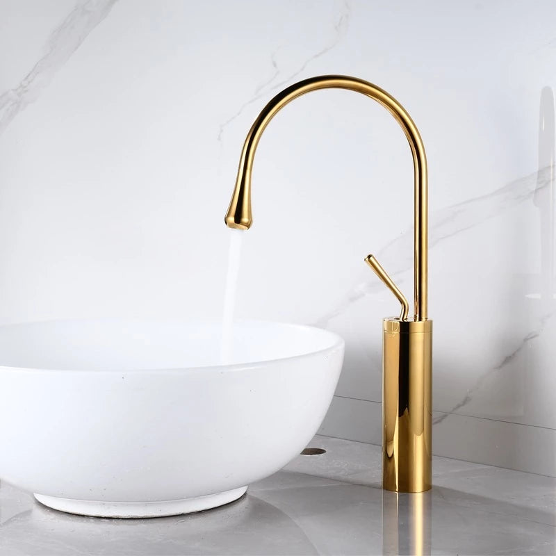 Torneira Banheiro Luxea Monocomando Alta 45cm Inox Premium