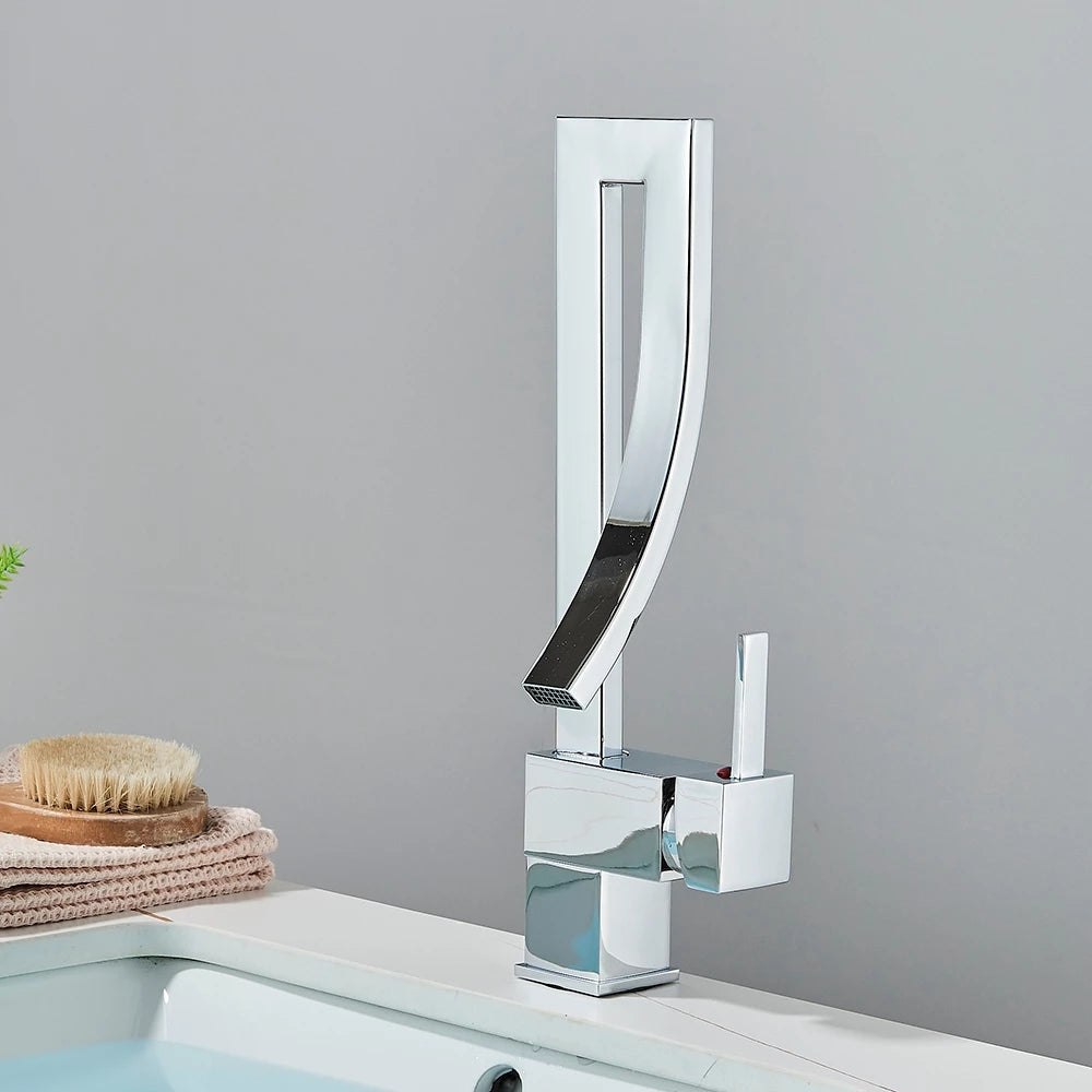 Torneira para Banheiro Luxea Inox 304 Cascata Quadrada Monocomando Quente e Fria