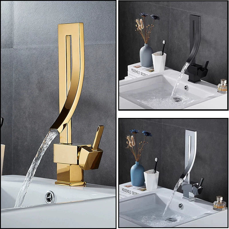Torneira para Banheiro Luxea Inox 304 Cascata Quadrada Monocomando Quente e Fria