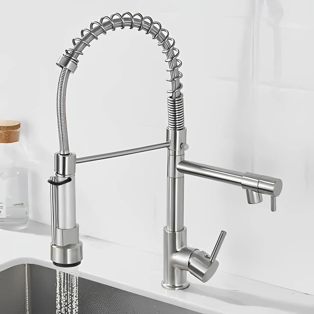 Torneira de Pia Cozinha Gourmet Luxea Inox Água Quente e Fria, Ducha Extensível e Giro 360°