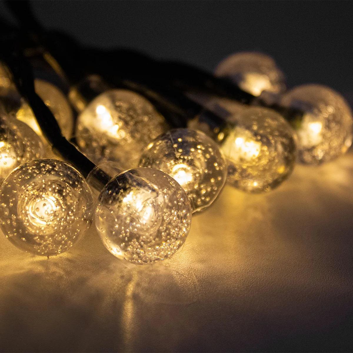 Cordão De Lâmpadas Led Pisca Formato Bolinha 5 Metros 20L Carregamento Solar Natal