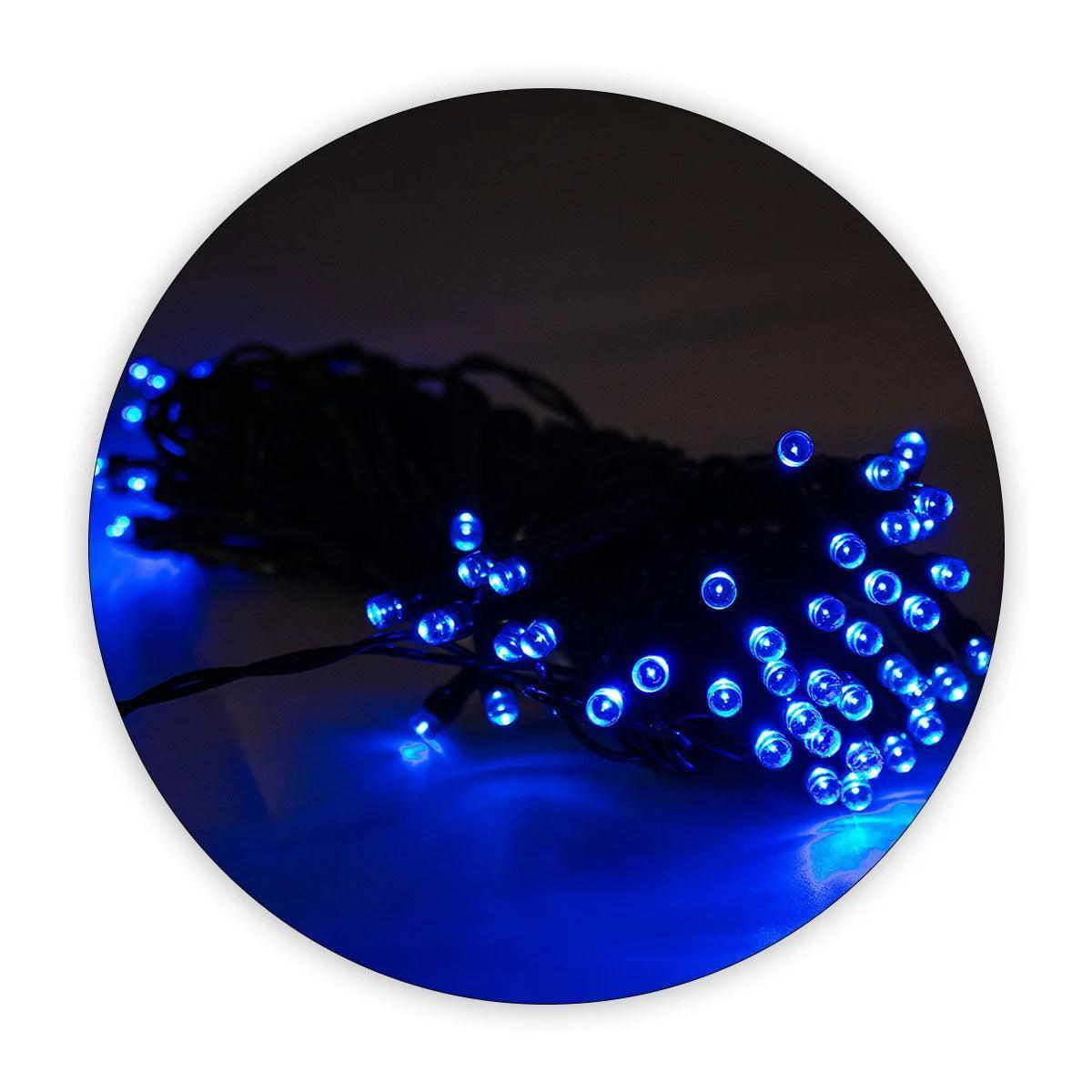Cordão De Lâmpadas Led Pisca 10 Metros 80 Lâmpadas Carregamento Solar Natal A Prova D'Água