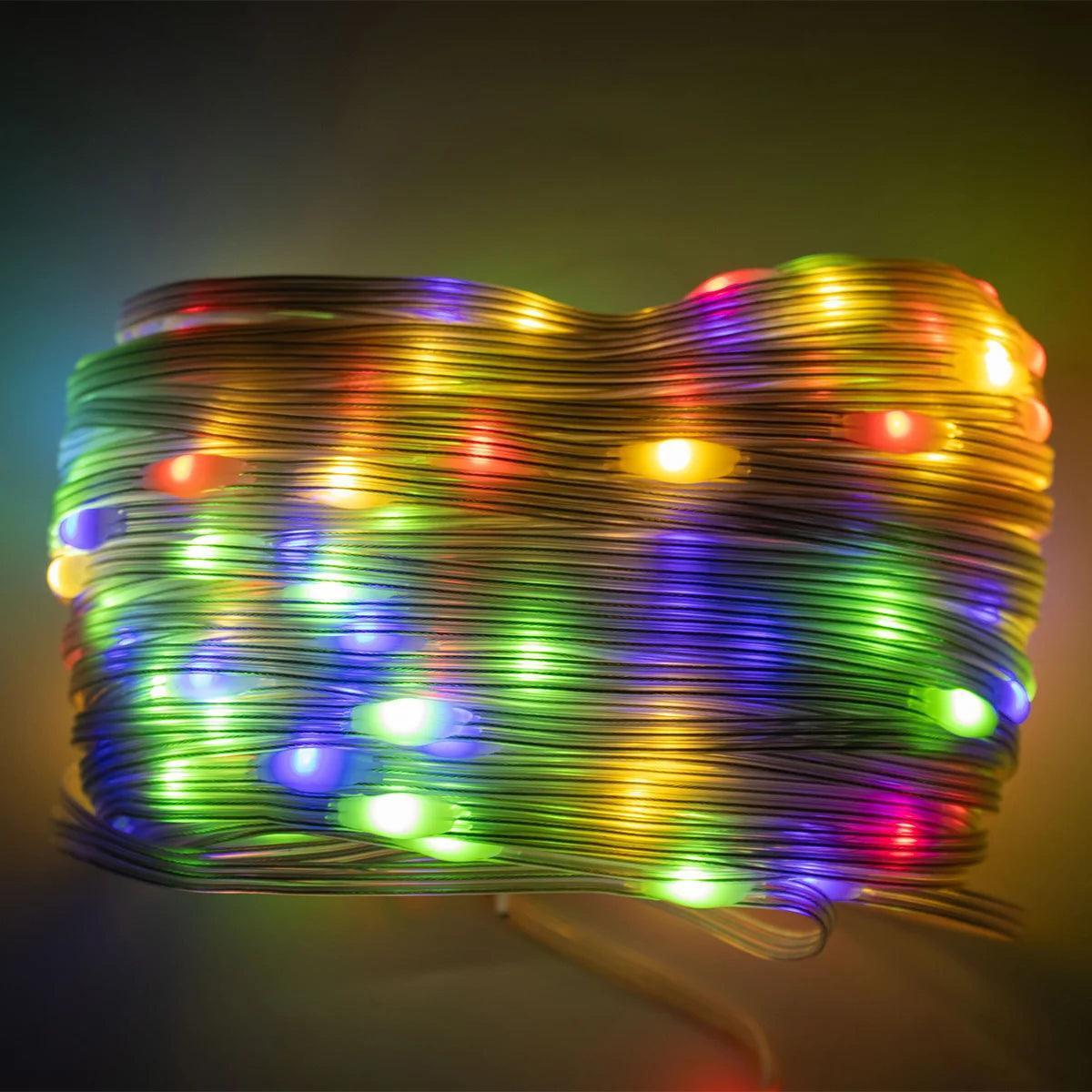 Led Pisca Linha Com Lâmpadas Tomada A Prova D'Água 8 Modos Natal e Ano Novo
