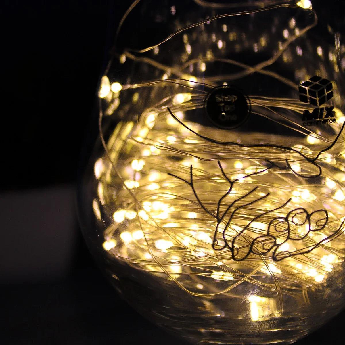 Pisca de LED Fio com  Bateria Natal Ano Novo