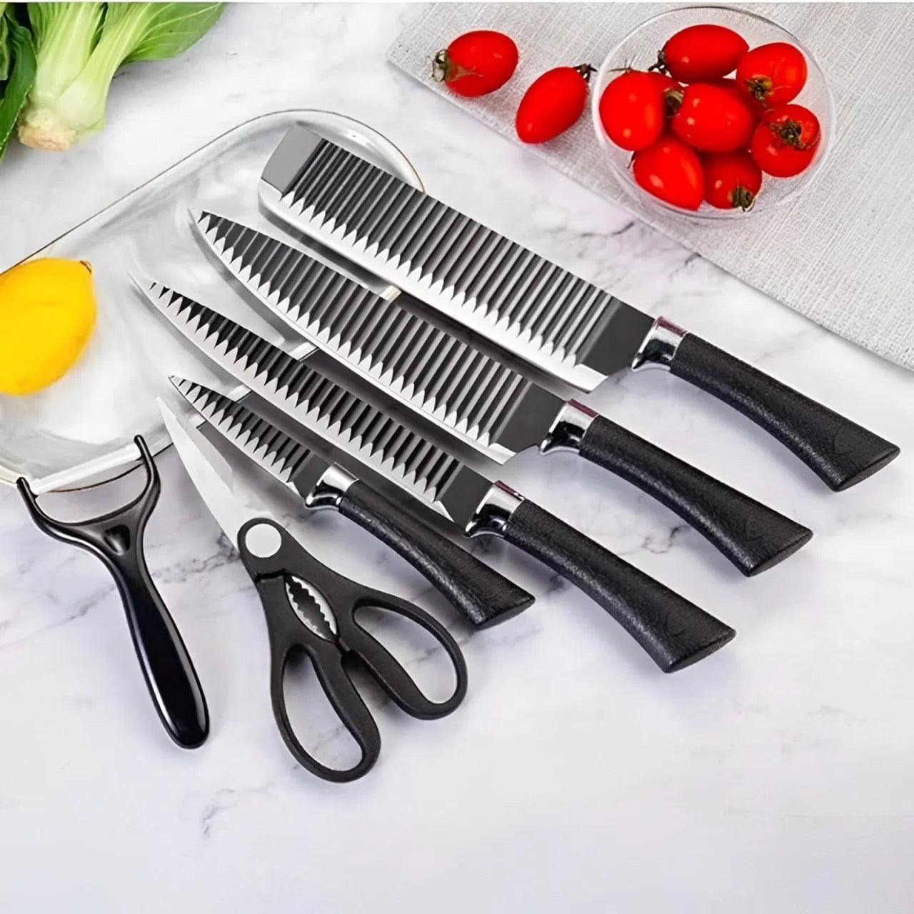 Jogo De Facas 4 Peças Aço Inoxidável + Tesoura de Cozinha e Ralador de Brinde