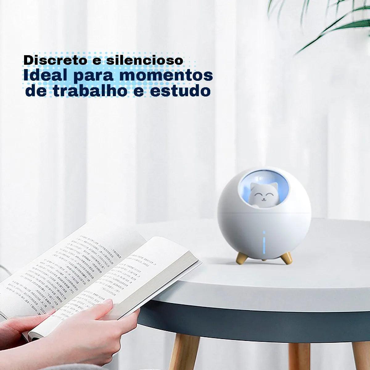 Umidificador De Ar Luminária USB Esfera Gatinho