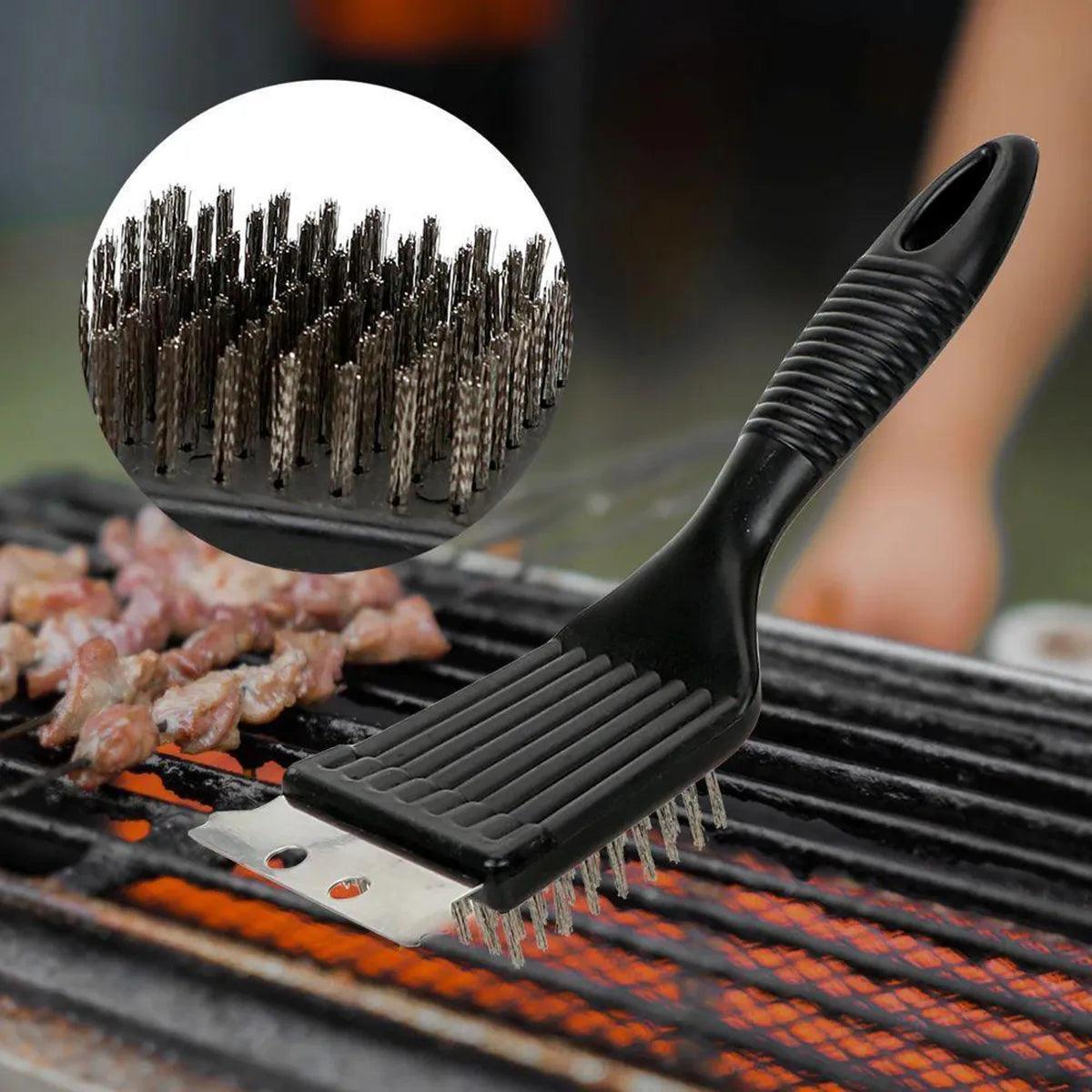 Escova Limpa Grelha De Churrasqueira Espátula Cerdas De Aço