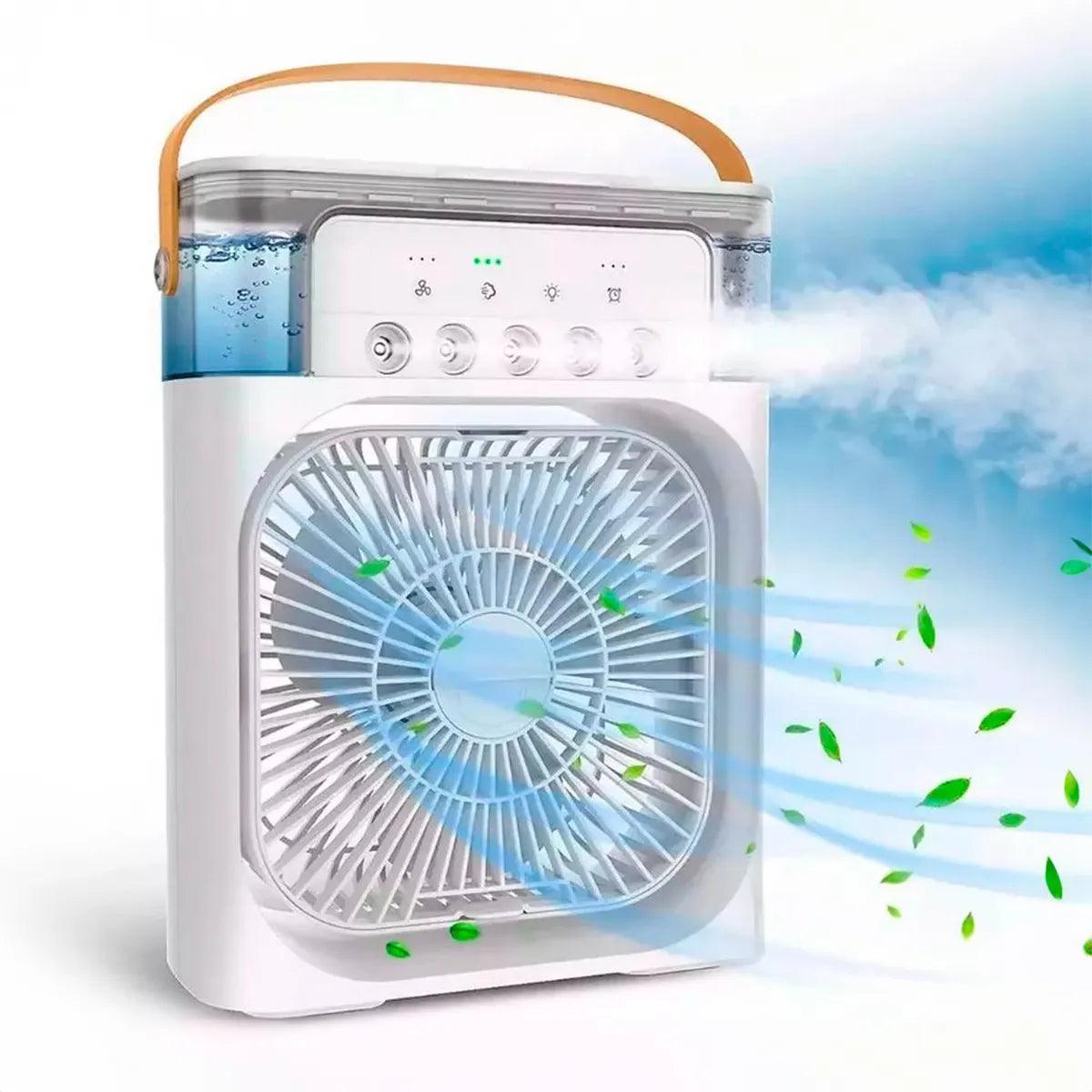 Ventilador Portátil Iluminação Umidificador Climatizador USB De Mesa