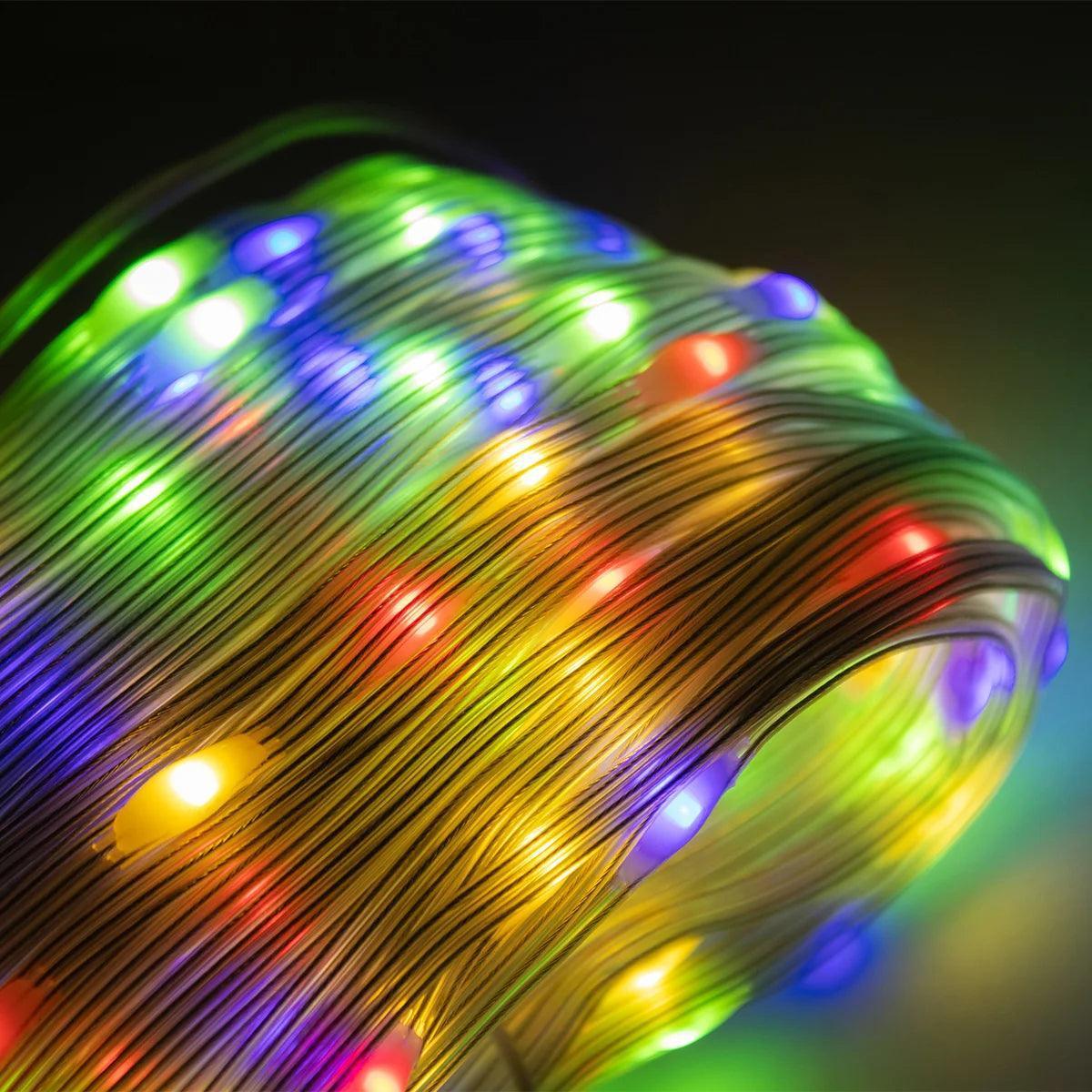 Led Pisca Linha Com Lâmpadas Tomada A Prova D'Água 8 Modos Natal e Ano Novo