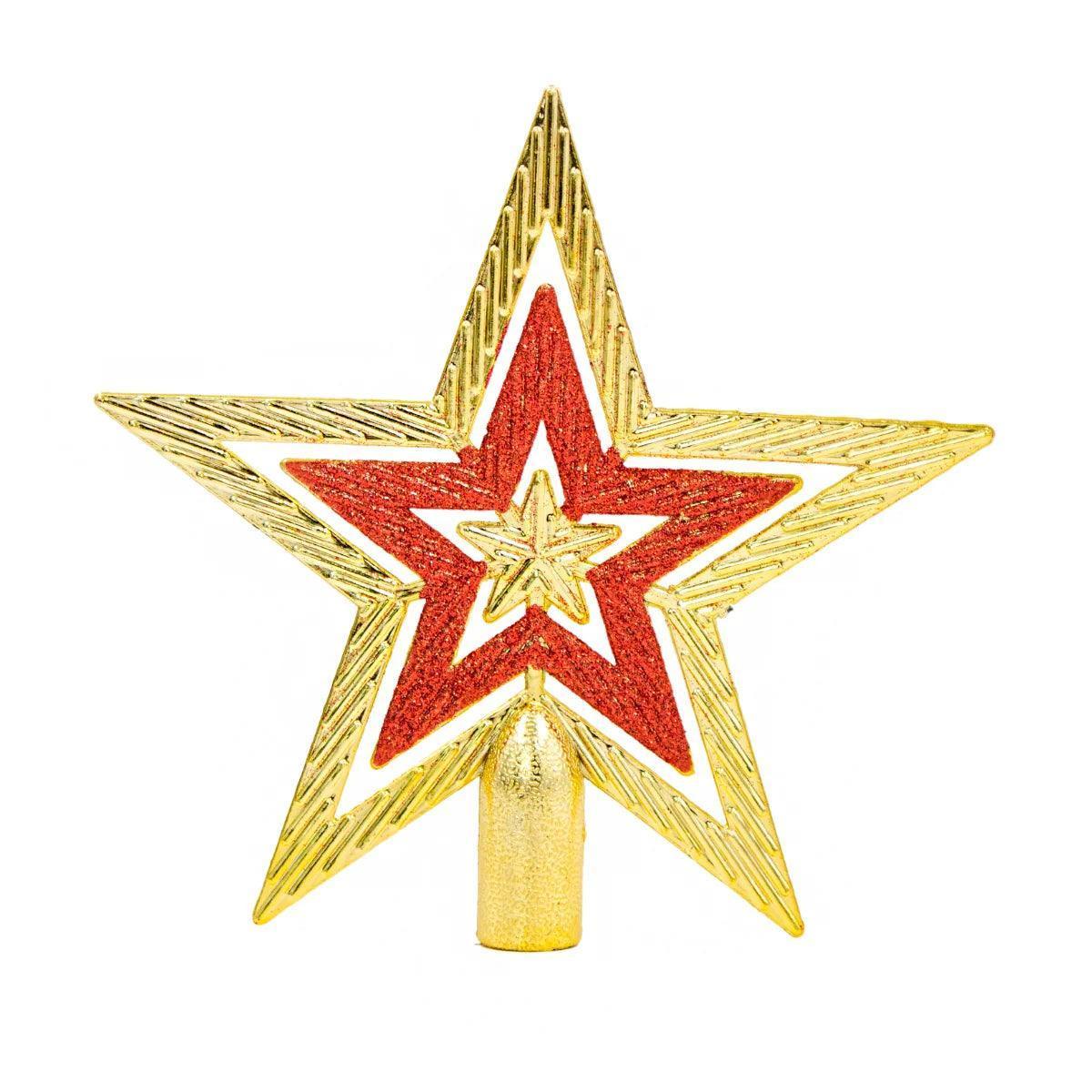 Ponteira Estrela Decoração Enfeite Glitter Arvore De Natal 18cm