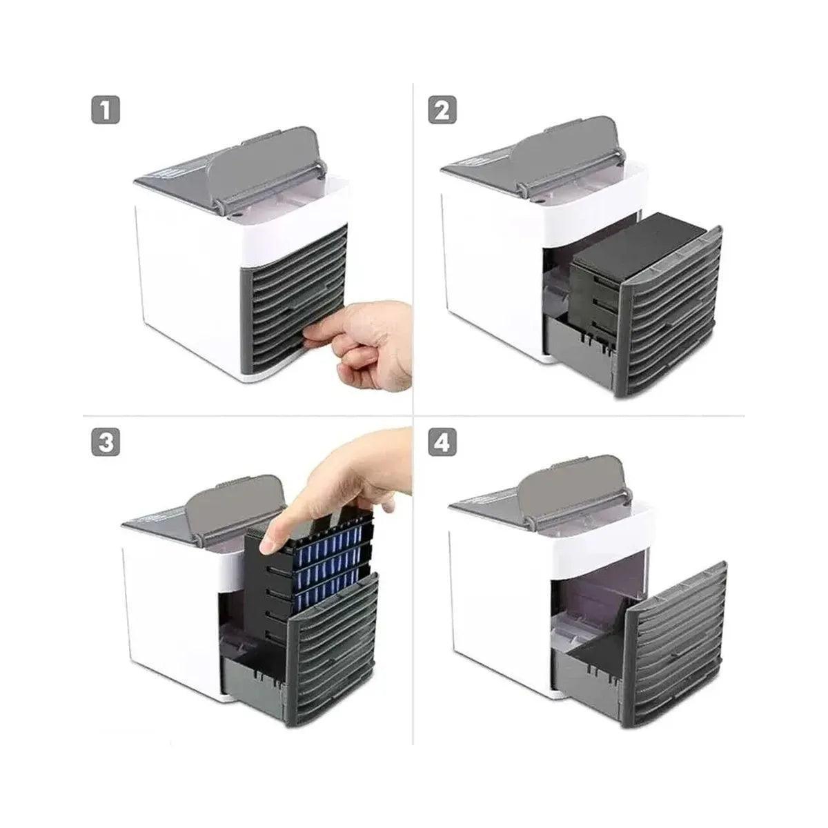 Mini Climatizador De Ar Umidificador Refil P Gelo Refrescar Portátil USB