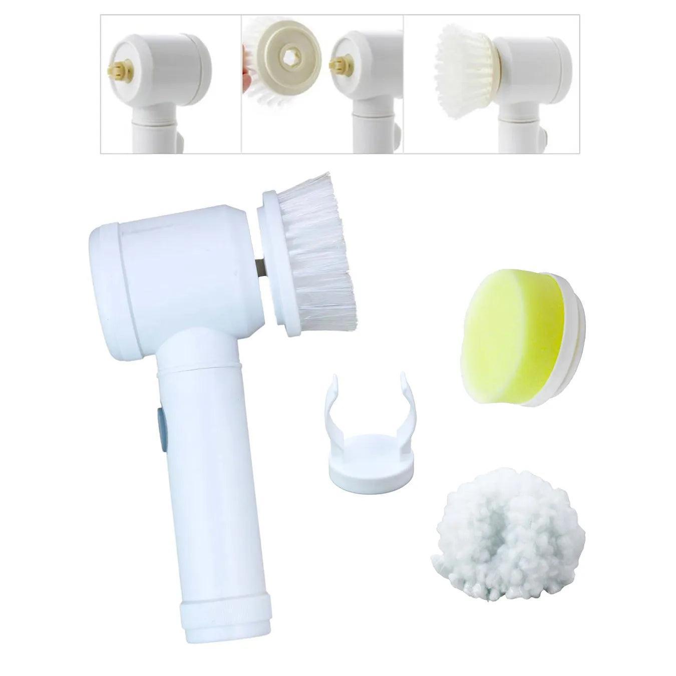 Escova De Limpeza Elétrica Com 3 Cabeças USB Recarregável Giratório Mini
