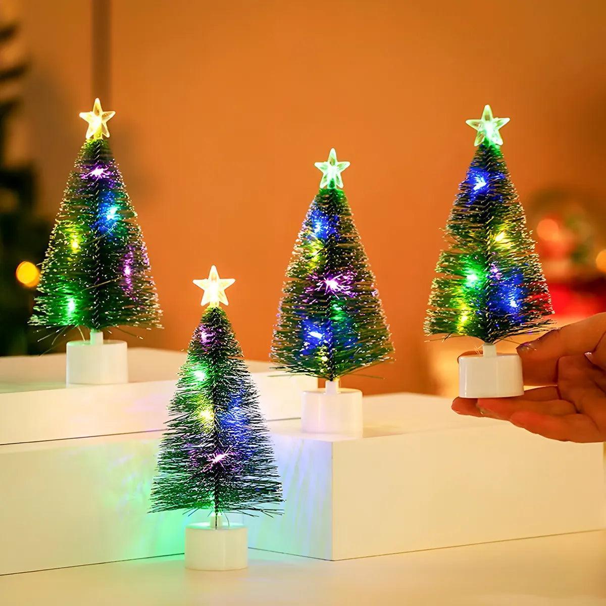 Mini Arvore De Natal Pisca Colorido Estrela Enfeite Decoração